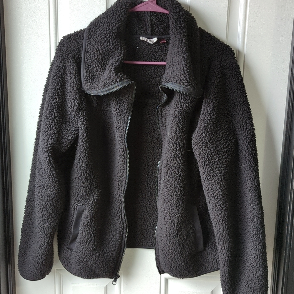 Black fuzzy zip up jacket